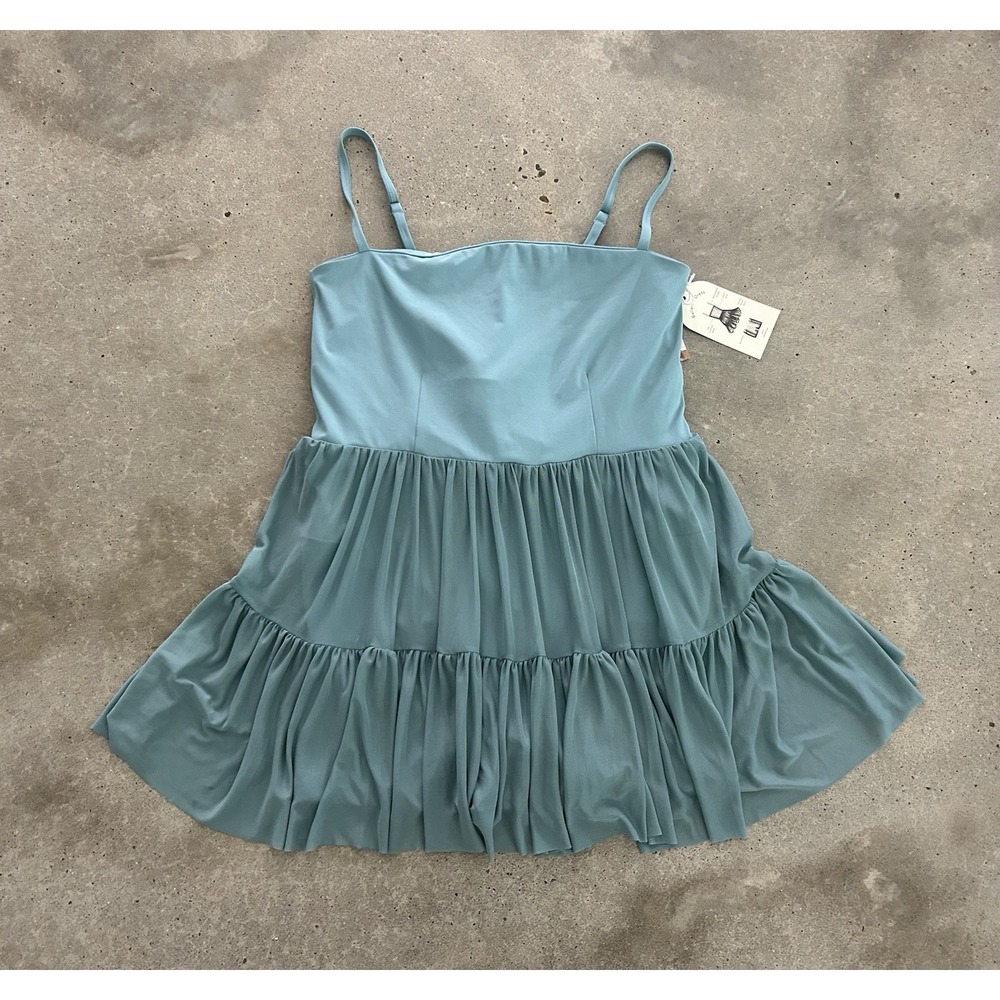 Tiered Spaghetti Strap Dress in Dusty Blue